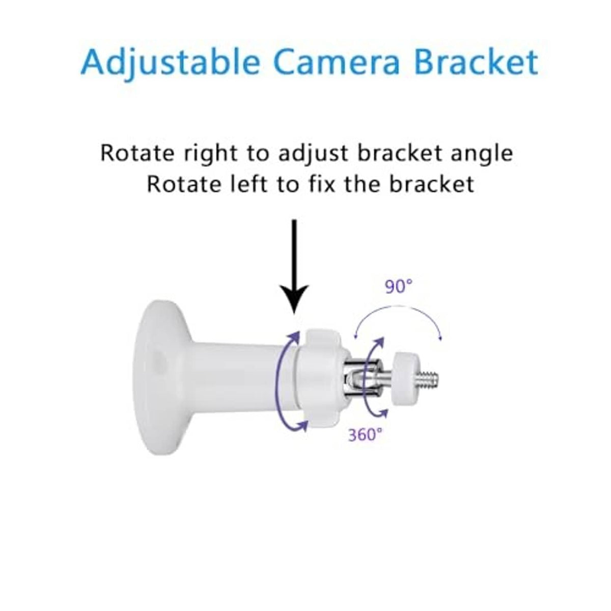 Adjustable camera bracket with 360° rotating joint and mounting hardware