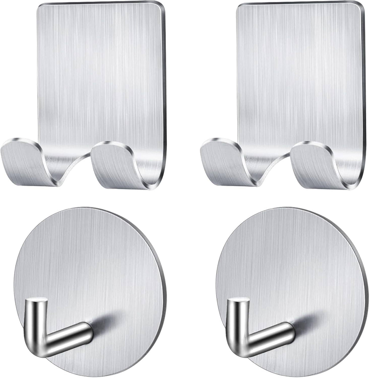 4-pack stainless steel shower razor holders with adhesive hook blades on circular plates