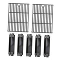 Black grill grates and heat plates with perforated mounting ends