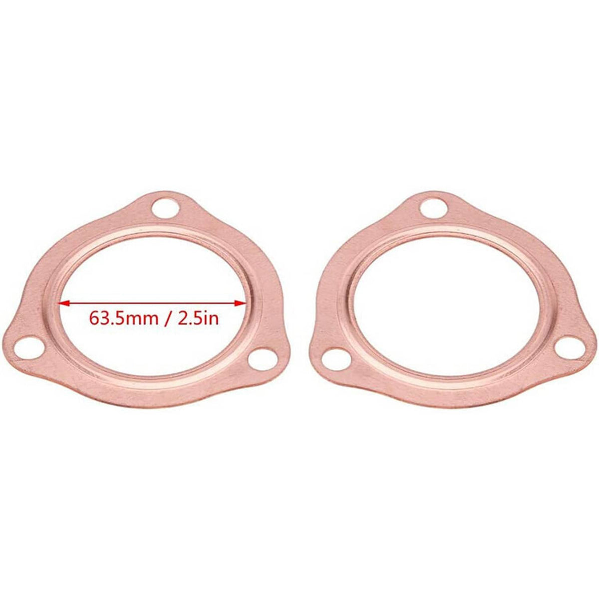 Copper 3-hole gasket flange pair, 63.5 mm (2.5 in) outer size