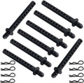 Set of eight black vented plastic body shell posts with holders and clips