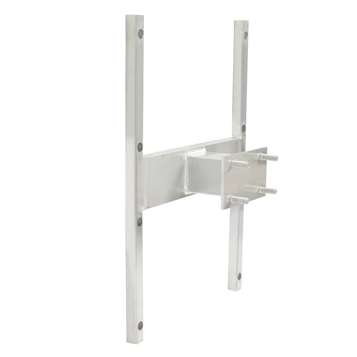 Aluminum H-mount spare tire carrier with side mounting arms and bracket plate