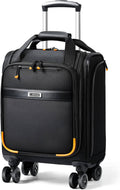 Black softside underseat carry-on suitcase with spinner wheels and extendable handle
