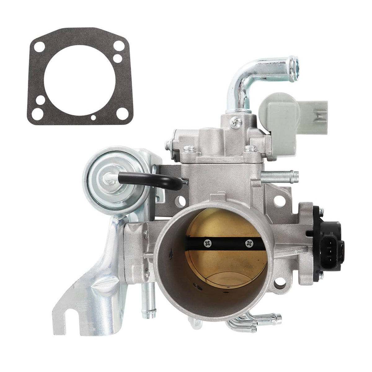 Fuel throttle body valve with mounting gasket
