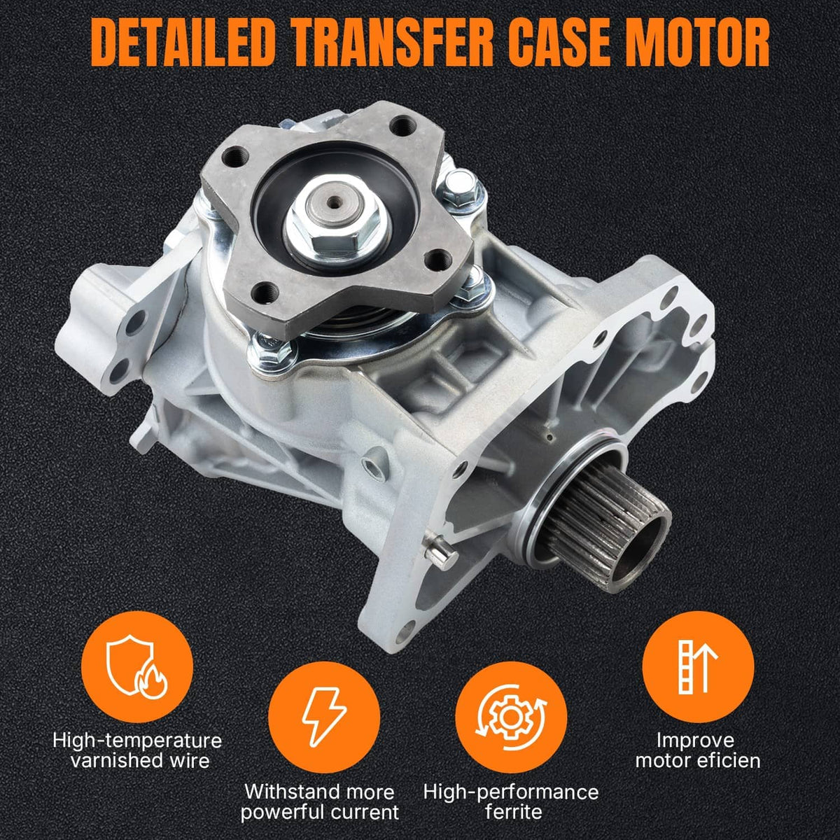 Silver transfer case assembly with face plate, belt pulley-style housing, and port