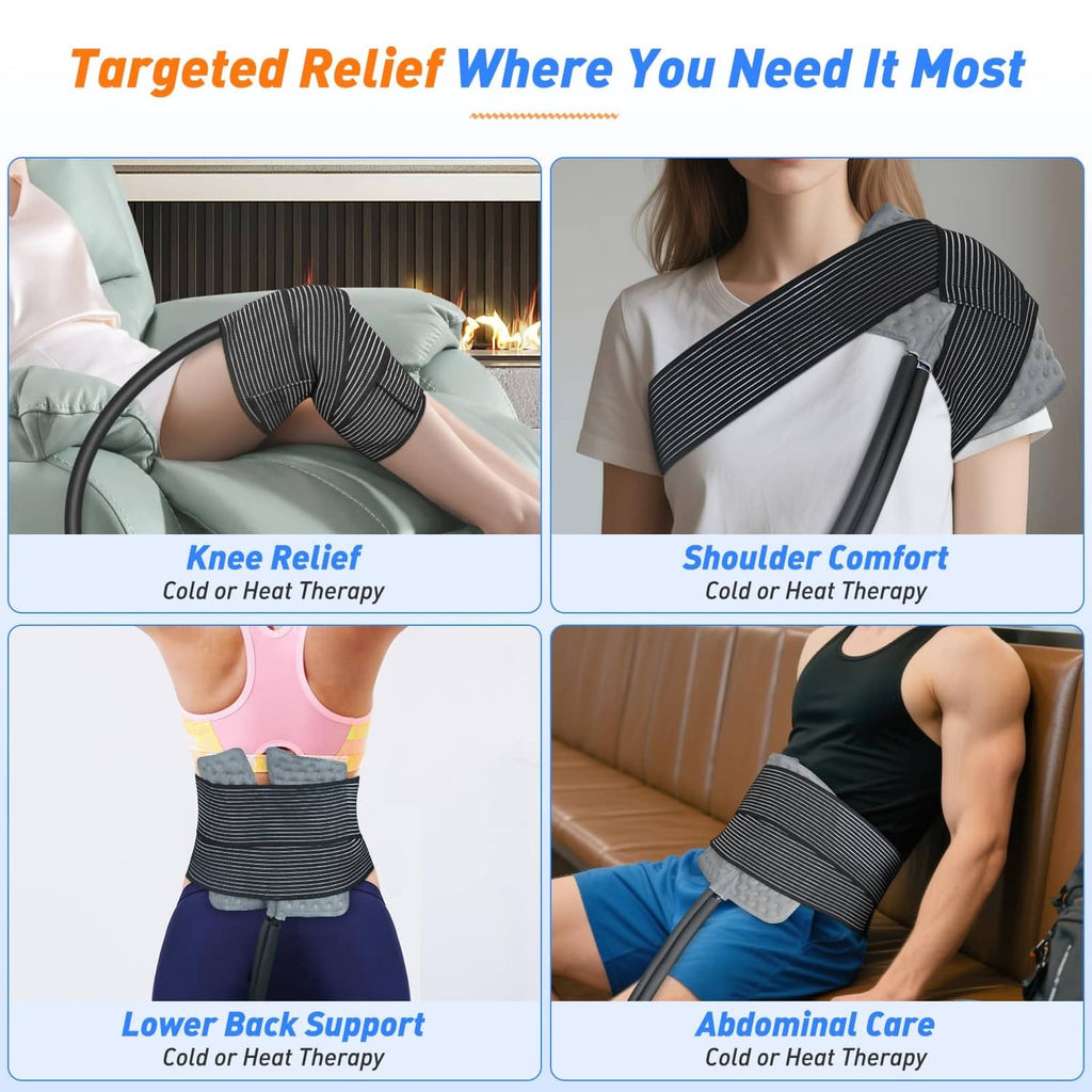 Elastic cold-therapy wraps for knee, shoulder, lower back, and abdominal care