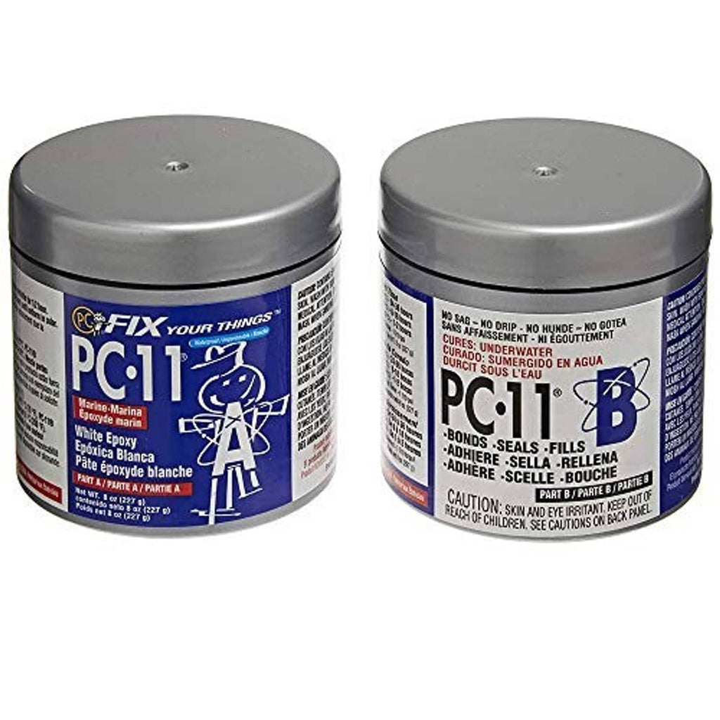 Two-part marine epoxy adhesive paste jar, off-white formula, screw-top lid