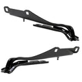 Black hood hinge arms with curled end mounts, pair for front sides