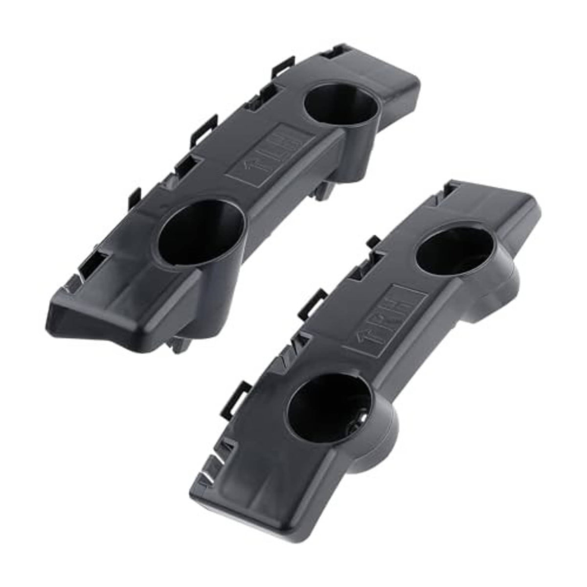 Dark gray bumper bracket covers, side view, with two round intake openings