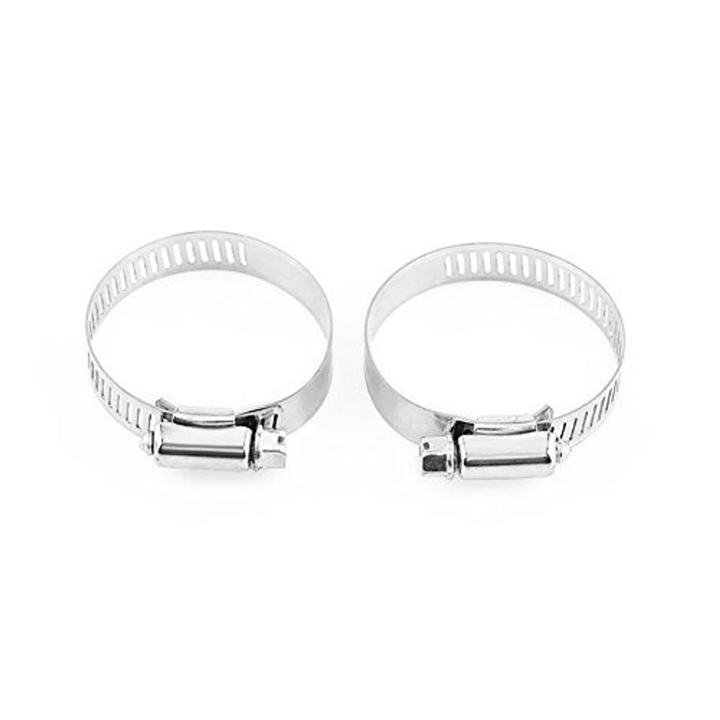 Pair of stainless steel hose clamps with screw band closures