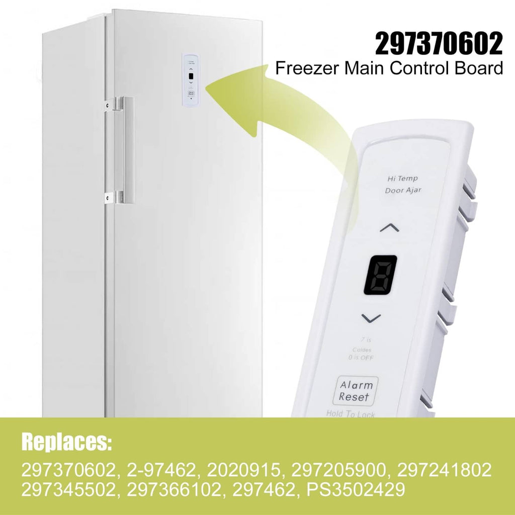 Freezer main control board with white front module and black digital display