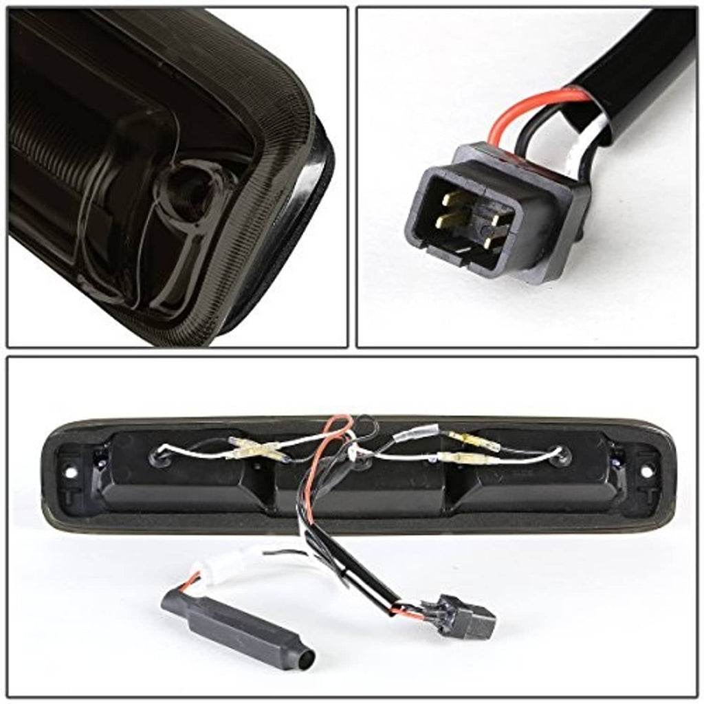 LED third brake light assembly with internal wiring and mounting hardware