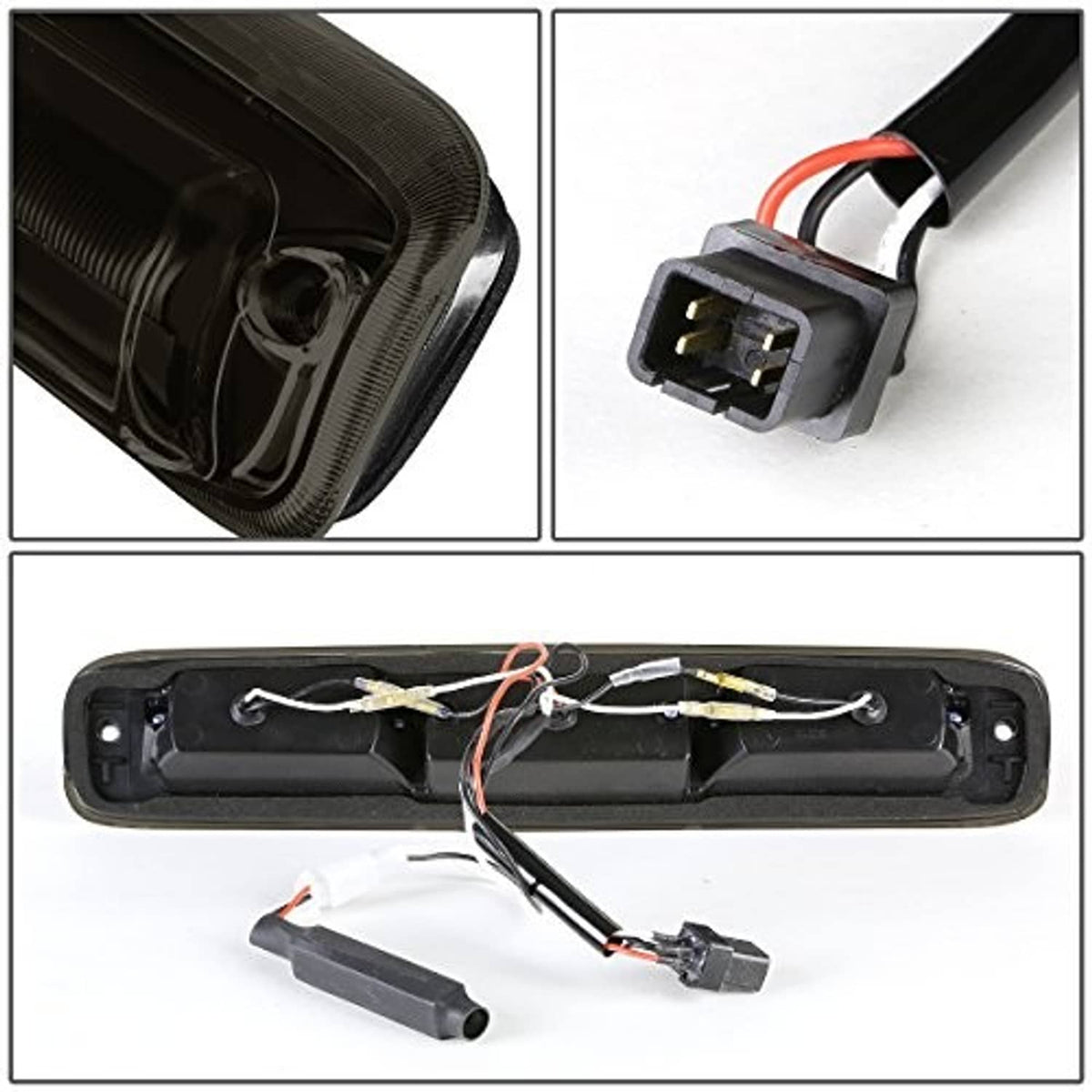 LED third brake light assembly with internal wiring and mounting hardware