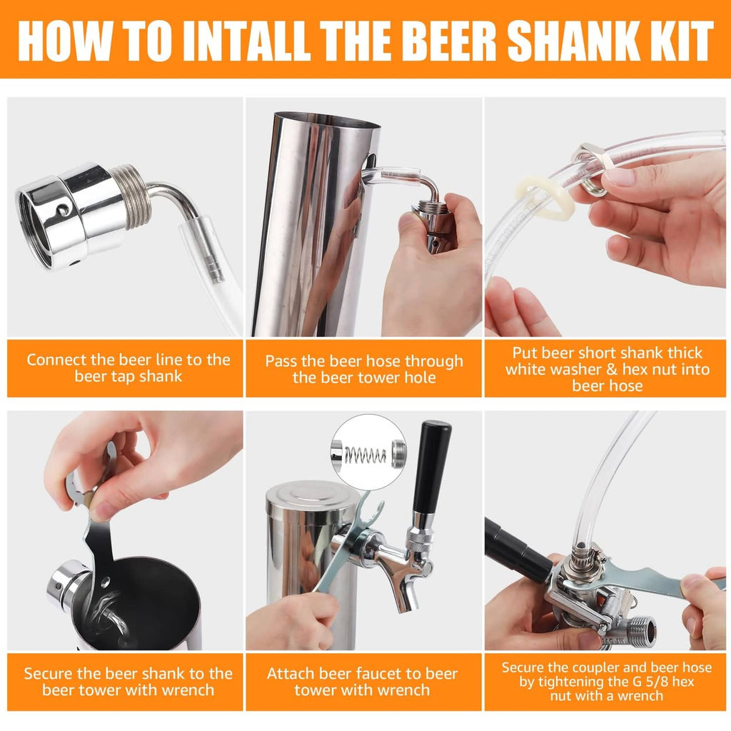 Beer shank kit installation set showing faucet connection and beer line setup