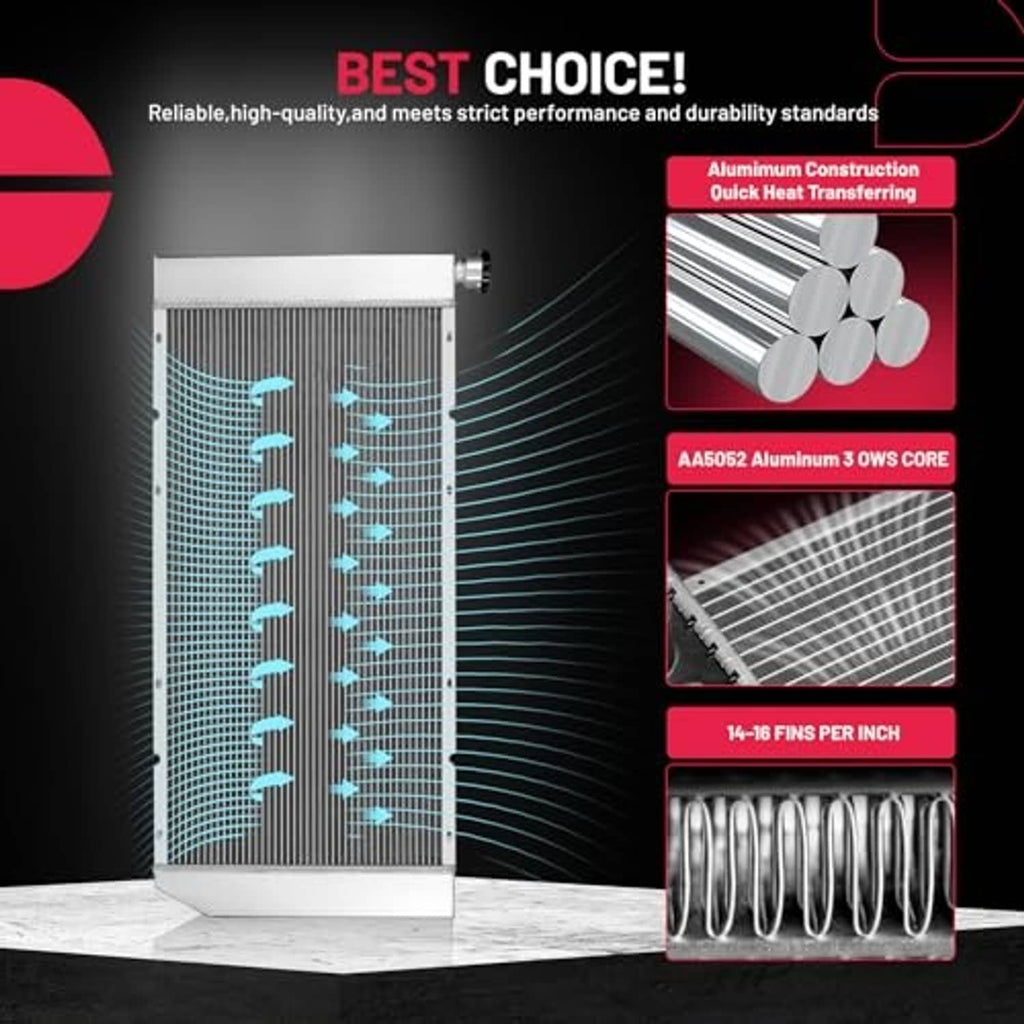 Aluminum radiator with front fin core and multiple internal tubes