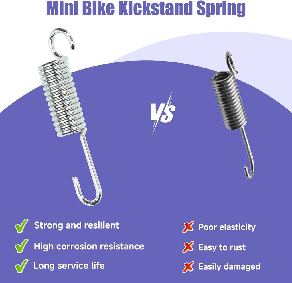 Metal kickstand spring comparison: coiled springs with hooks, one side larger