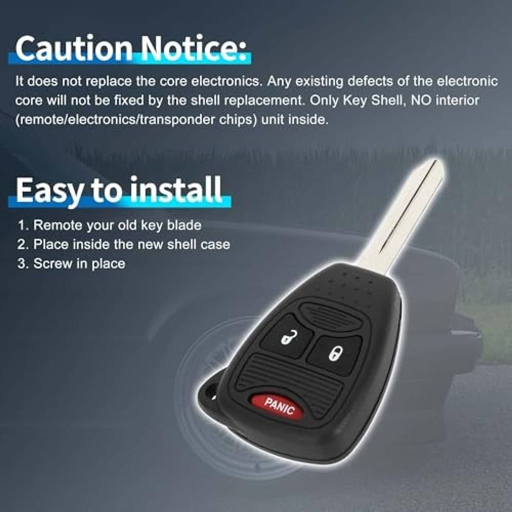 Black key fob shell case with button panel and metal blade