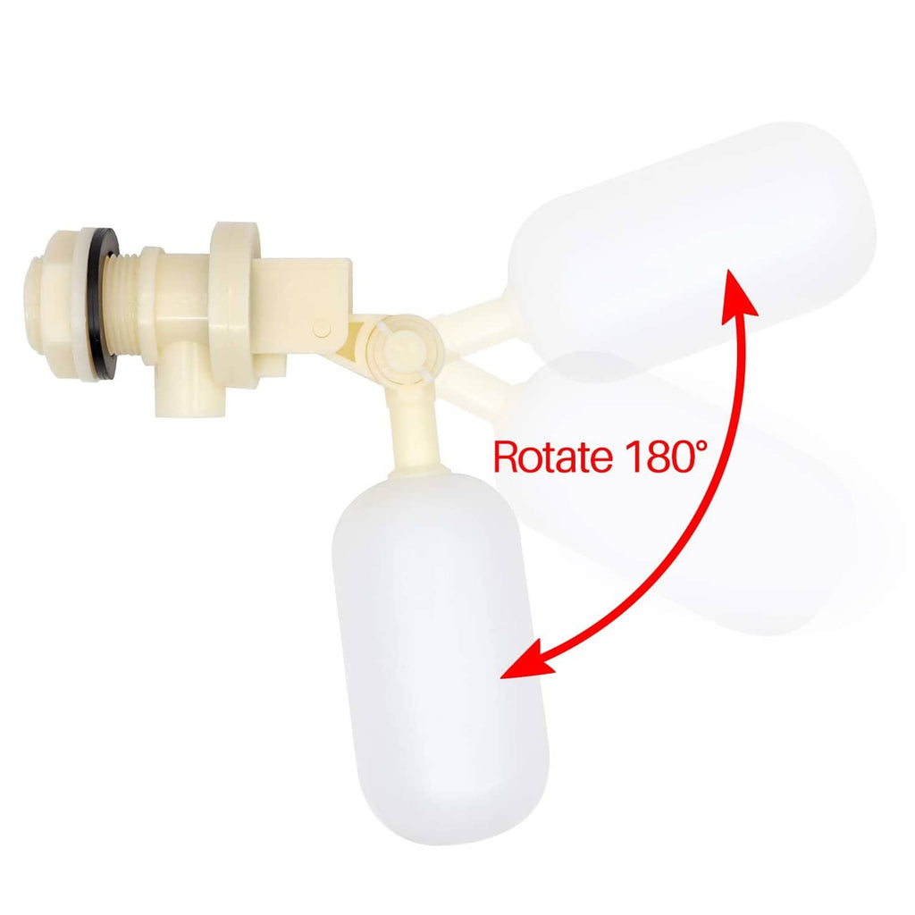 Muduoban float ball valve with white float and cream valve head with black O-ring