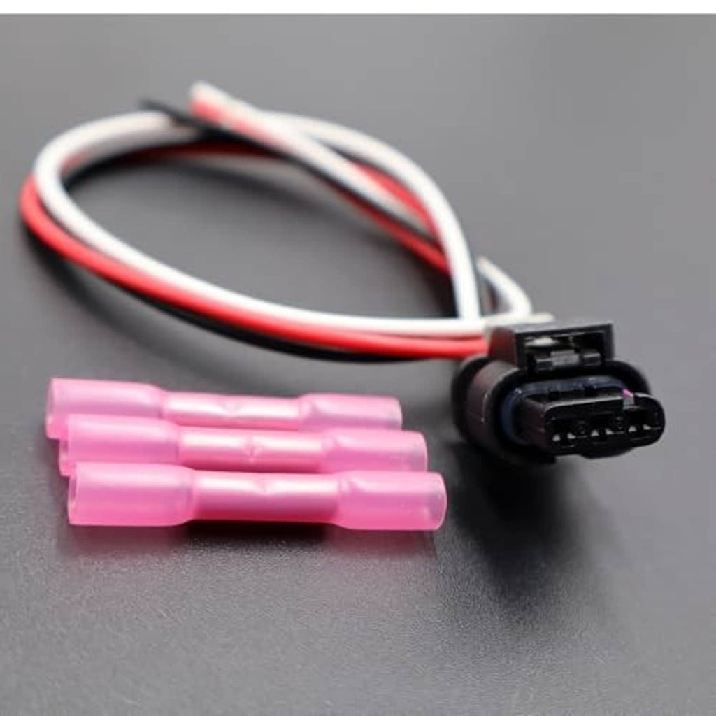 Camshaft position sensor connector with detached pink wire terminals and red/white leads