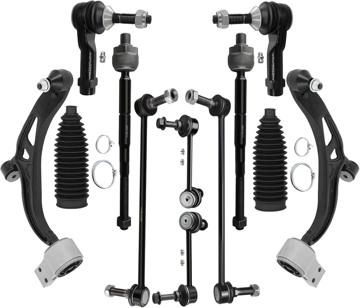 Front suspension ball joint and tie rod end kit with boots and hardware