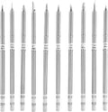 Soldering iron tip set with multiple pointed metal replacement tips in white handles