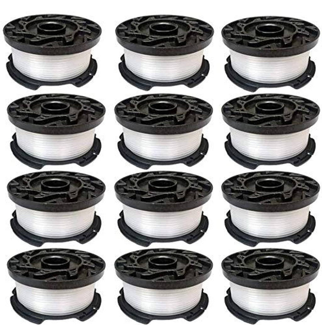 Set of black replacement trimmer spools with white line on reels