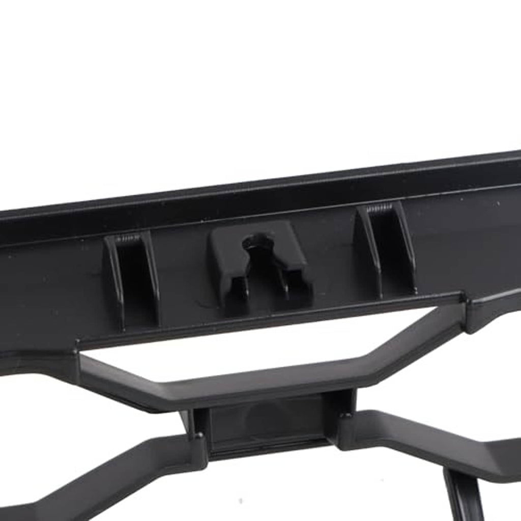 Black grille underside with mounting tabs and support brackets
