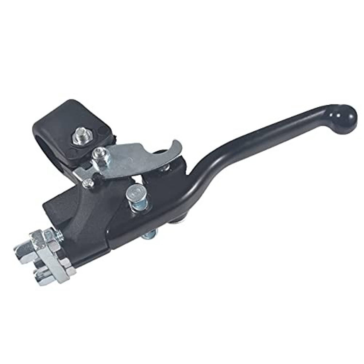Black twin brake lever handle with silver mounting bolts, for mini pit bike ATV