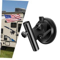 Black adjustable suction cup flagpole holder with mounting arm and base