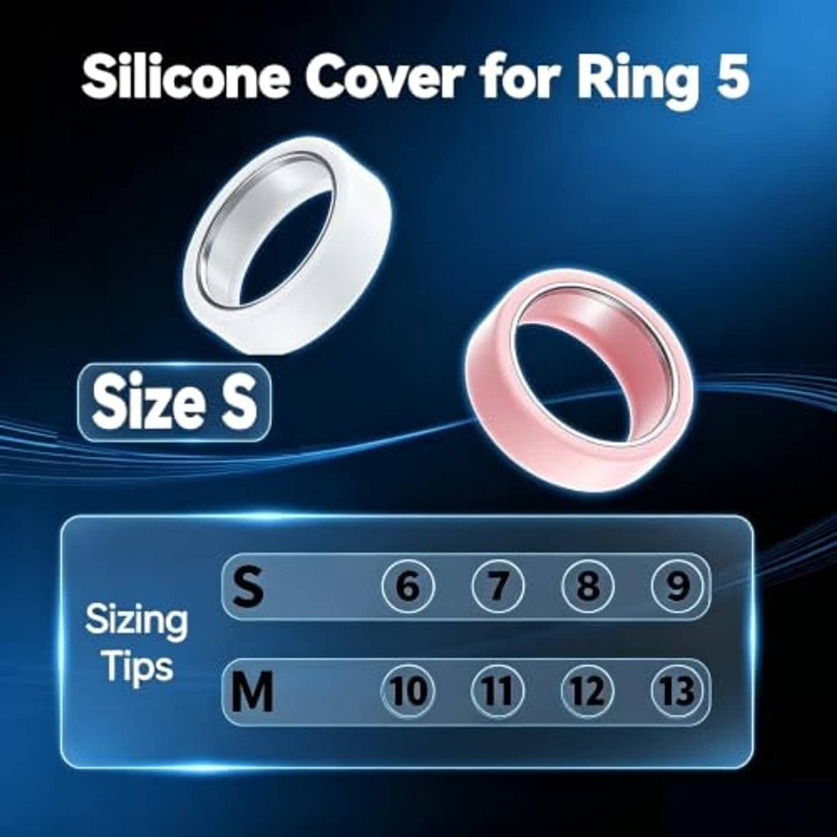 Paired silicone ring covers in white and pink with open band interiors