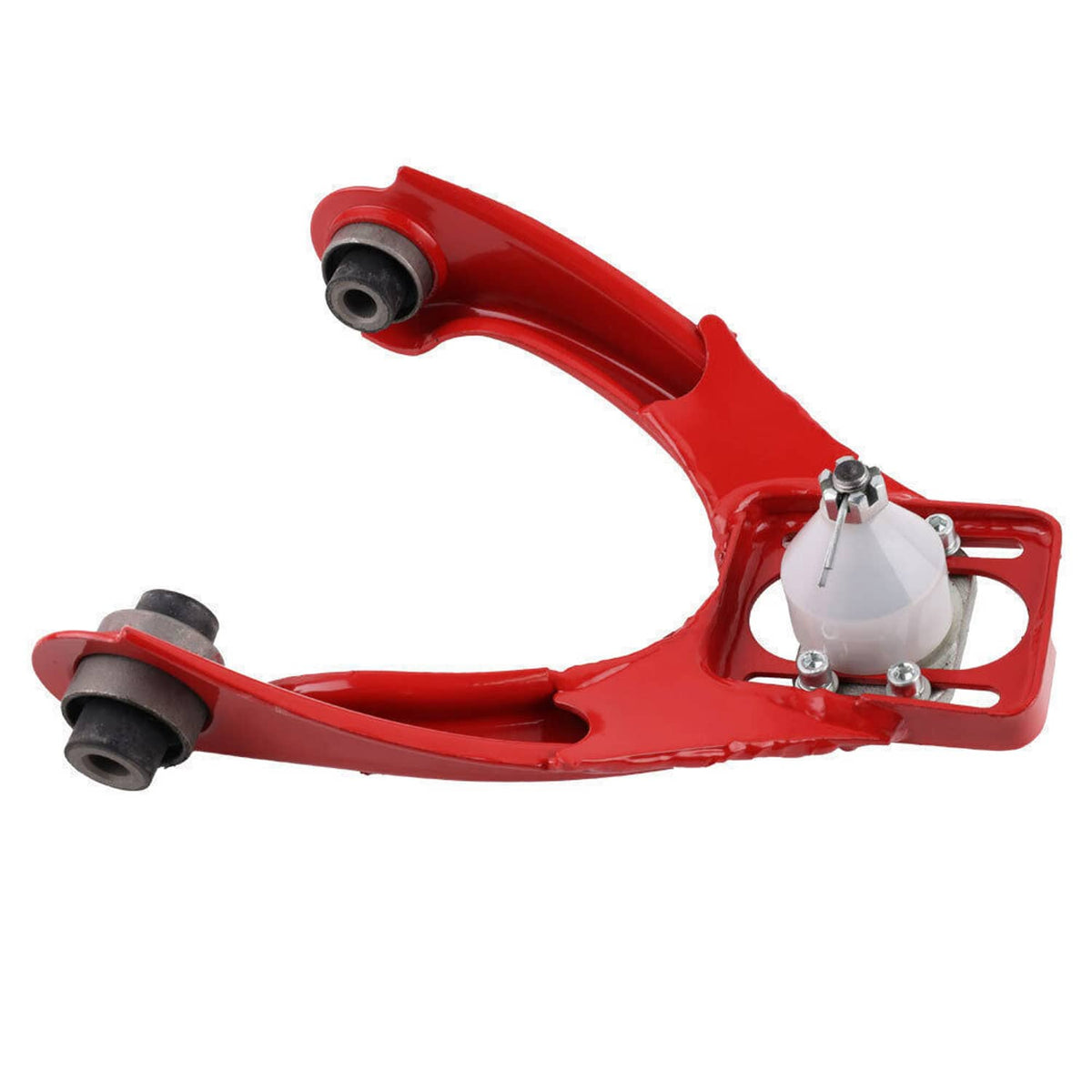 Red front control arm set with ball joints and bushing mounting brackets
