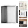 Uimoso stainless steel shower niche with double shelf, wall-inserted frame