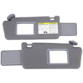 Gray vehicle sun visor set with built-in vanity mirrors and flip-down panels