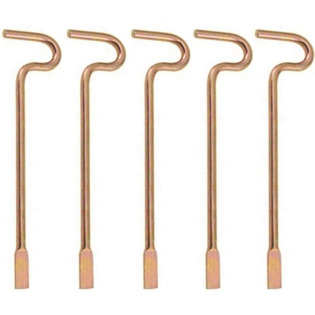 Set of metal door emergency keys with L-shaped ends, copper tone