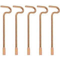 Set of metal door emergency keys with L-shaped ends, copper tone