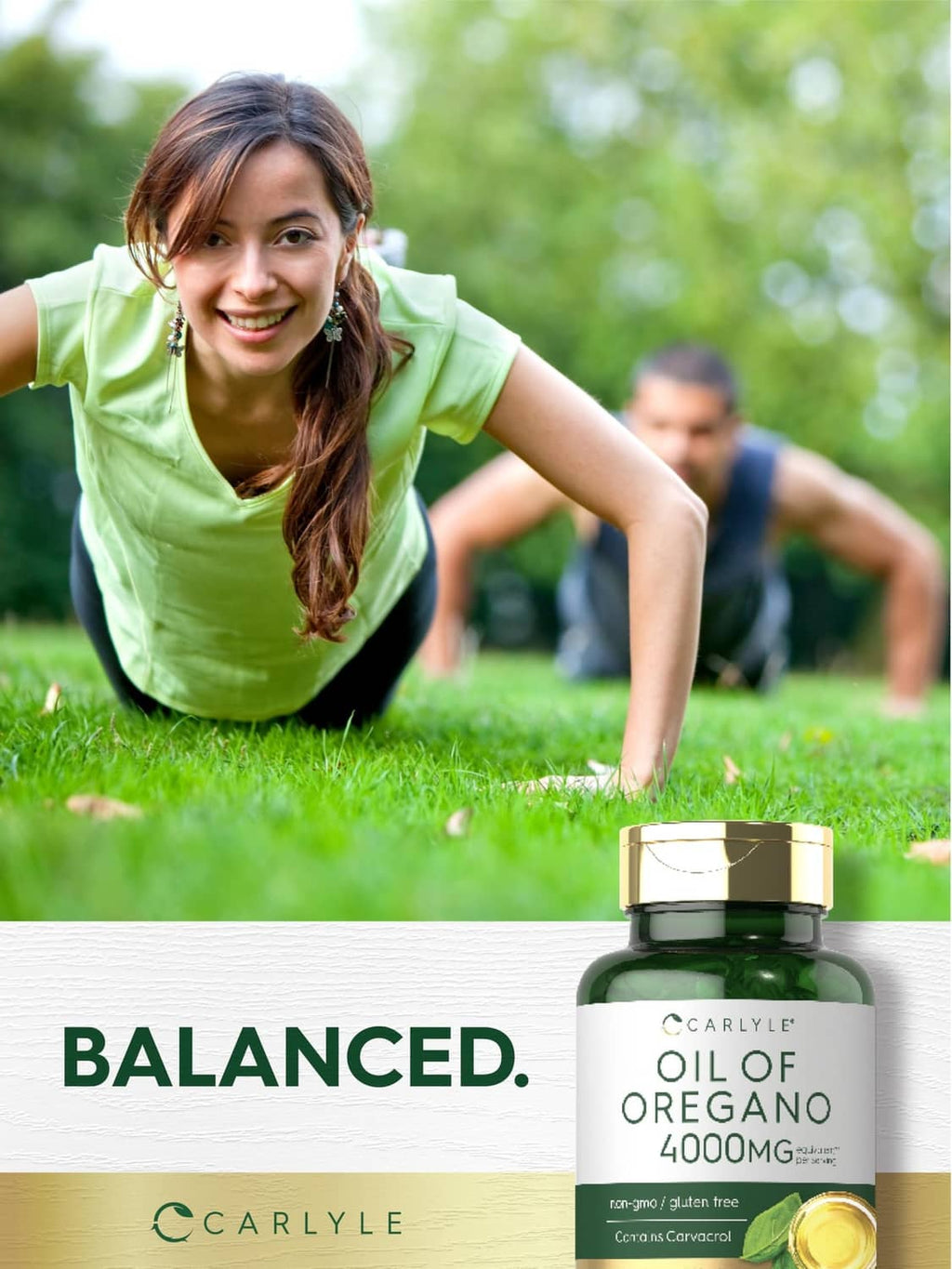 Oregano oil supplement bottle with gold cap, featuring “Oil of Oregano 4000mg” label