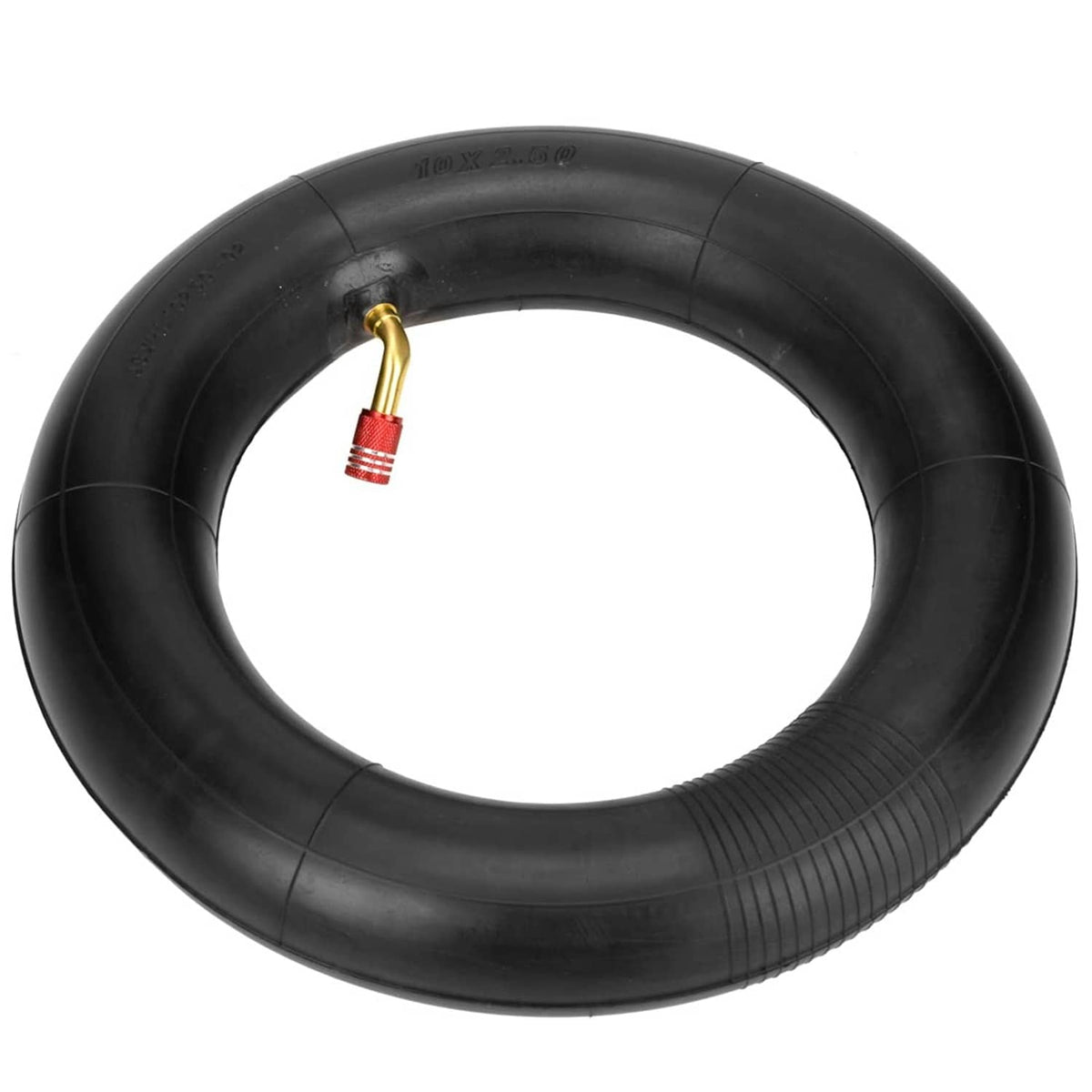 Single black inner tube ring with red-and-gold valve