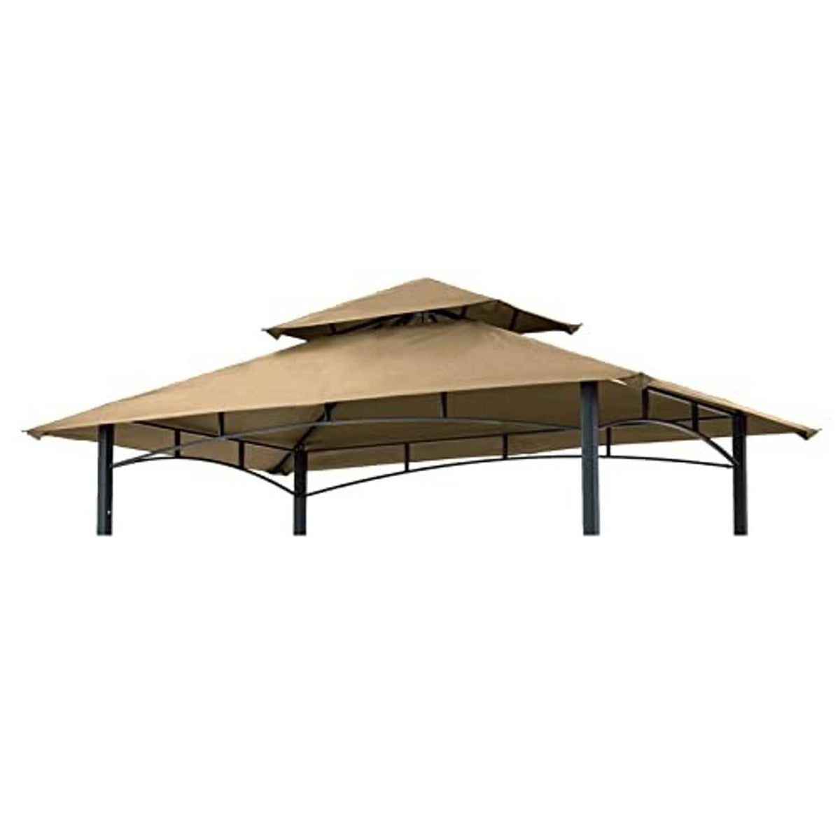 Khaki replacement grill gazebo canopy roof with black frame support legs