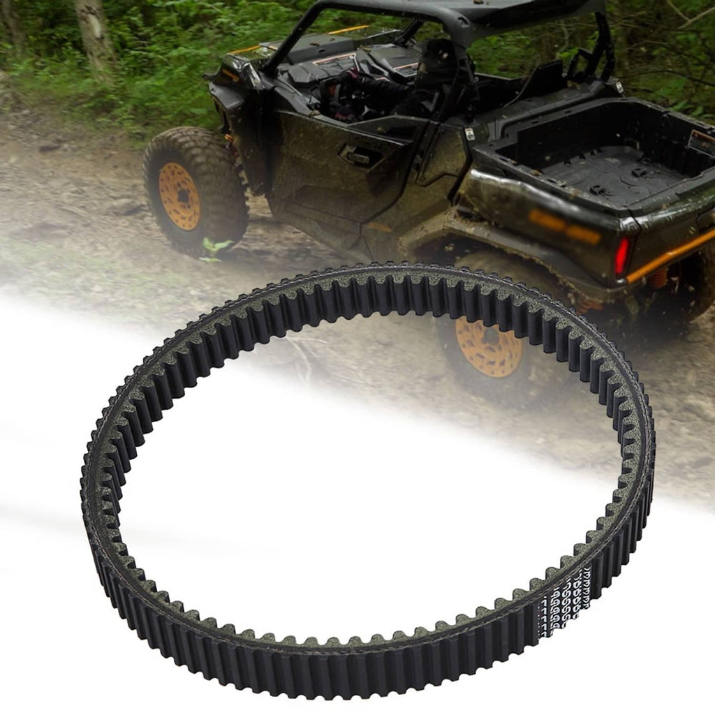Replacement drive belt loop, black ribbed teeth and side ridges, thick rubber