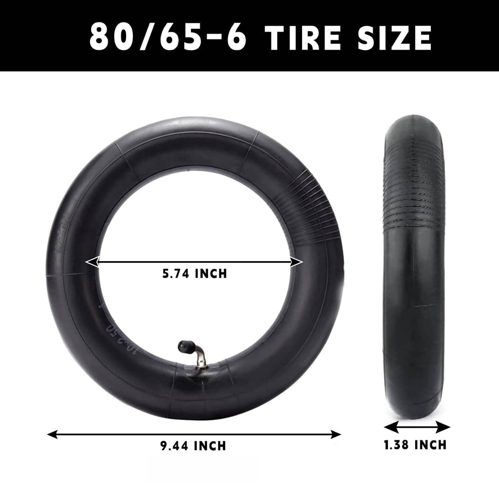 80/65-6 scooter inner tube size diagram with 5.74 in width and 9.44 in length