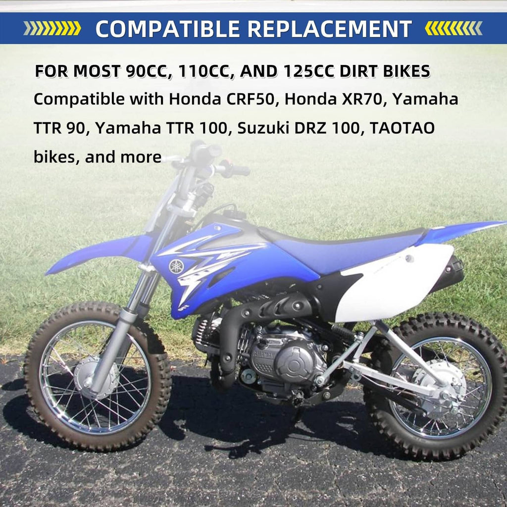 Compatible replacement inner tubes banner over dirt bike image with tire fit info