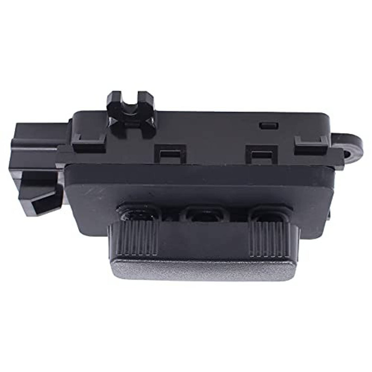 Black 6-way seat switch panel with ridged control and connector slots