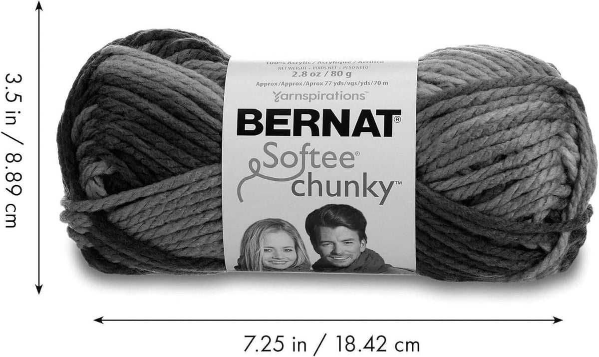 Gray chunky yarn skein with band label, 100 g for knitting and crochet