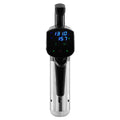 Sous vide precision cooker with LED display, black control unit and stainless steel body