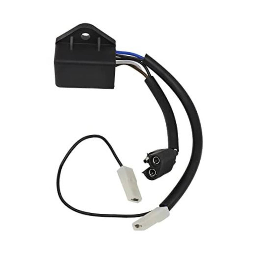 CDI ignition module with black wire harness and multiple white connector terminals