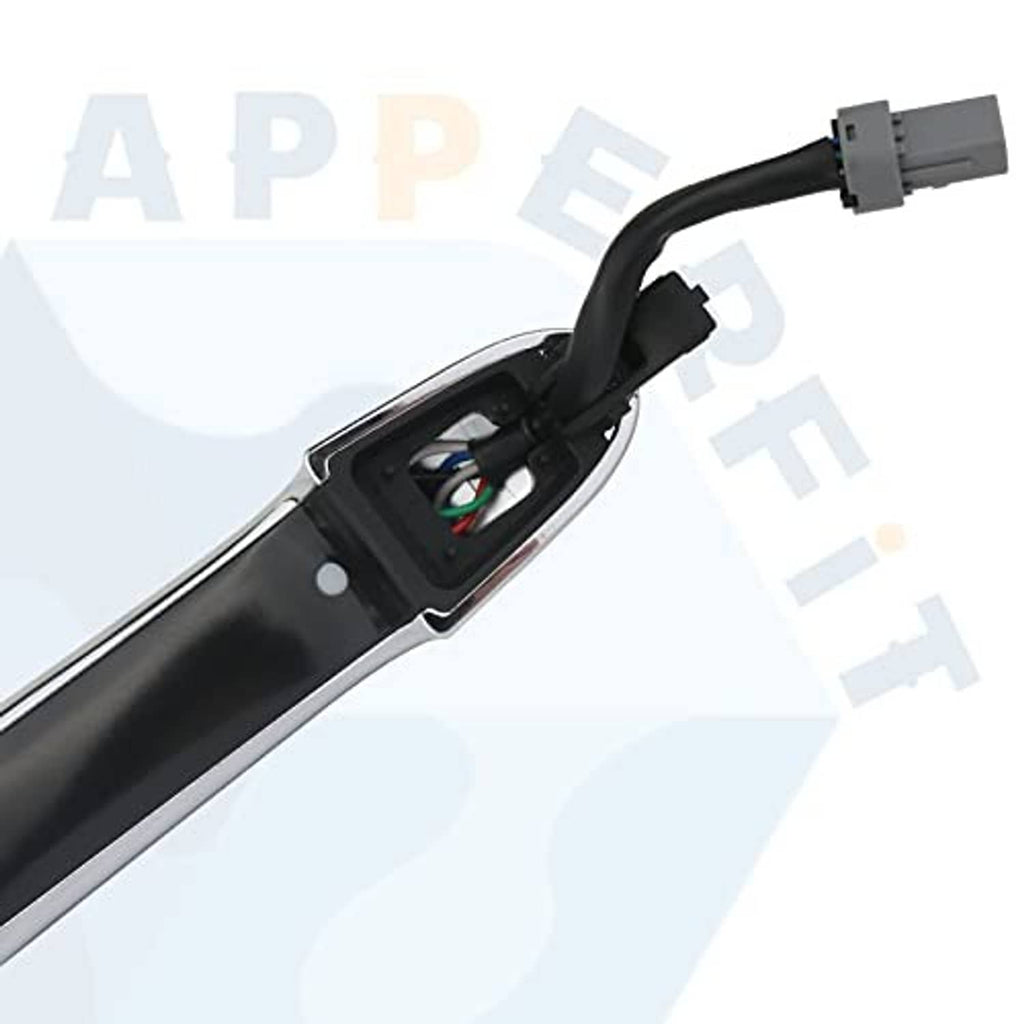 Black smart-key sensor module inside silver exterior door handle