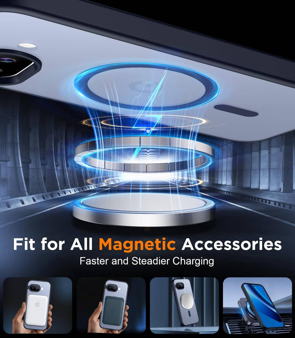 Magnetic phone case with strong magnet ring for faster, steadier charging