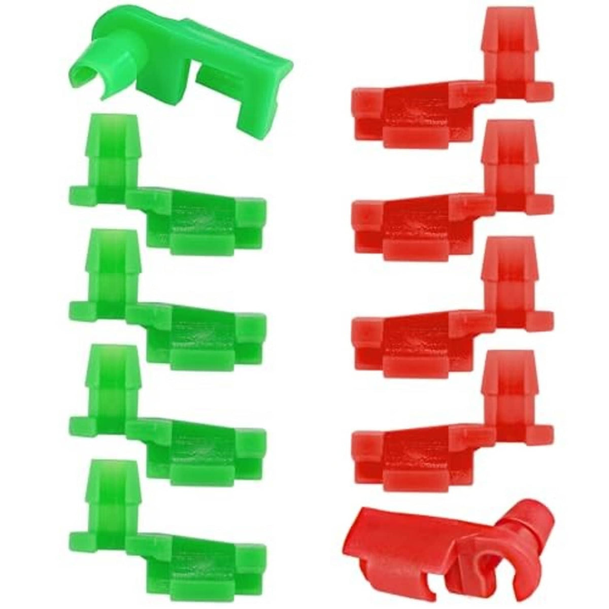Tailgate latch rod clip set, green and red handle latch pieces