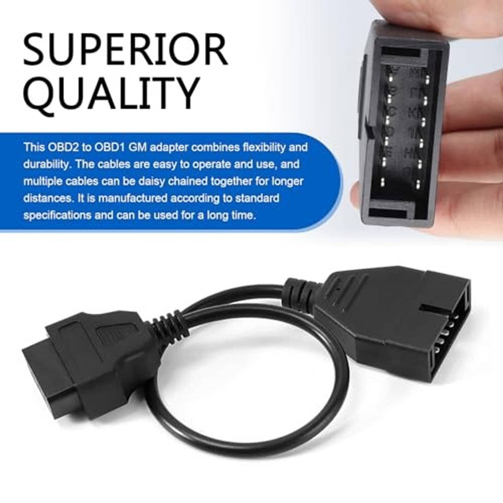 OBD1 to OBD2 GM adapter cable with 16-pin OBD2 connector and 12-pin plug