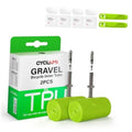Gravel bike inner tube 2-pack with green TPU rolls and two metal valve stems